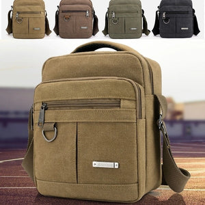 Men's Canvas Travel Bag Large Capacity Zipper Messenger Bag