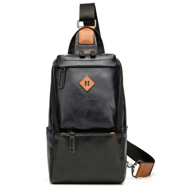 Men's UP Leather Sling Bag Crossbody Single Shoulder Chest Pack