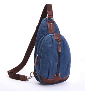 Men's Canvas Chest Bag Cross body Shoulder Bag Retro Messenger