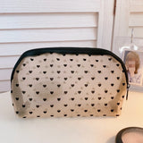 Transparent Heart Printed Mesh Makeup Bag Zipper Pouch