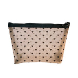 Transparent Heart Printed Mesh Makeup Bag Zipper Pouch