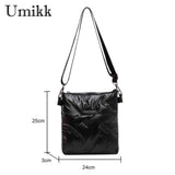 Messenger Bag Quilted Crossbody Handbag Solid Zipper Travel Lady Purse