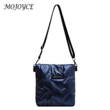 Quilted Cotton Messenger Bag Padded Shoulder Handbags Solid Travel Lady Purse