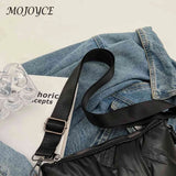 Quilted Cotton Messenger Bag Padded Shoulder Handbags Solid Travel Lady Purse