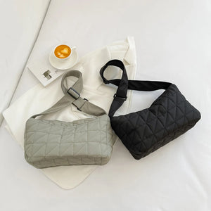 Large Capacity Messenger Bag Quilted Rhombus Crossbody Handbag