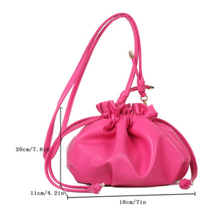 Y2K Style Messenger Bag Leather Drawstring Sweet Girls Purse Hand Bags