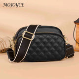 Cowhide Leather Messenger Handbag Multi-layer Pocket Camera Shoulder Bag