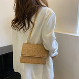 Metal Chain Shoulder Bag Solid Pu Leather Ladies Handbags Crossbody Bags