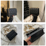 Metal Chain Shoulder Bag Solid Pu Leather Ladies Handbags Crossbody Bags