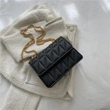 Metal Chain Shoulder Bag Solid Pu Leather Ladies Handbags Crossbody Bags