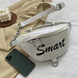 Metal Waist Packs Laser Leather Handbag 3 in 1 Chain Shoulder Bags
