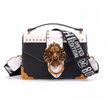 Metal Lion Head Mini Square Shoulder Bag Crossbody Clutch