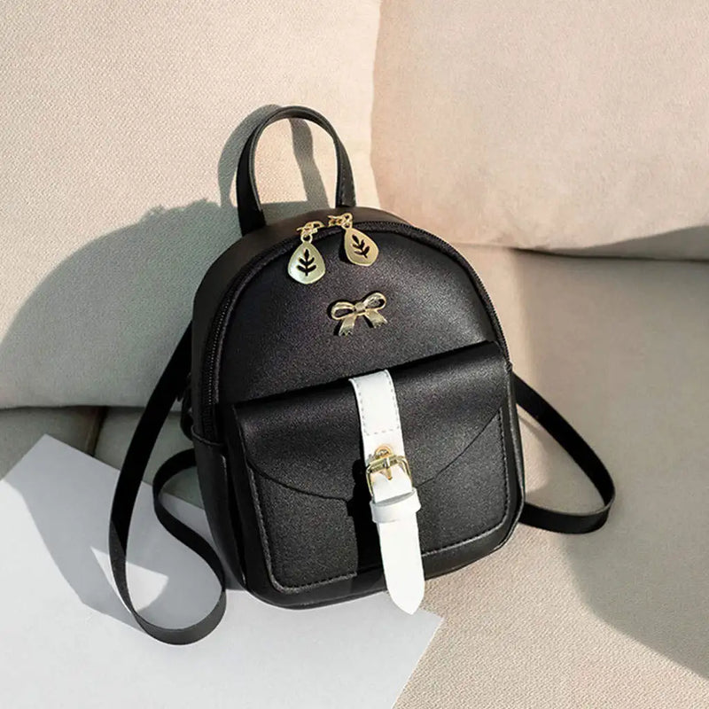 Women's Leather Mini Backpack Small Rucksack Daypacks School Bag
