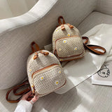 Straw Woven Mini Backpack for Girls Women's Summer Bag