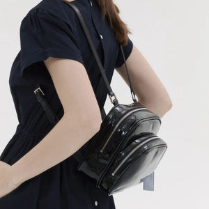 Women's Leather Mini Backpack - Casual Double-Shoulder Bag