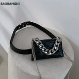 Women's Mini Chains Waist Bags Fanny Packs Pu Leather Crossbody Bag