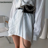 Women's Mini Chains Waist Bags Fanny Packs Pu Leather Crossbody Bag