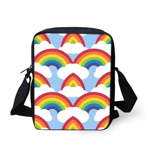 Rainbow Dinosaur Mini Messenger Bag for Women Lightweight Shoulder Crossbody Bag