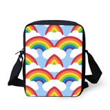 Rainbow Dinosaur Mini Messenger Bag for Women Lightweight Shoulder Crossbody Bag