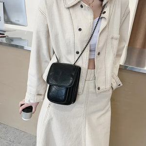 Mini Phone Bag Women Shoulder Chain Messenger PU Bag Ladies Casual