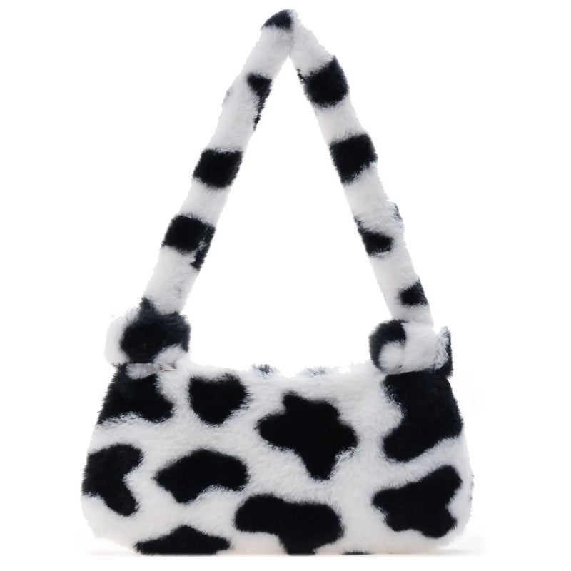 Winter Plush Handbag Animal Pattern Small Tote Bags For Women