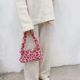 Winter Plush Handbag Animal Pattern Small Tote Bags For Women