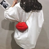 Mini Lip Shape Clutch PVC Messenger Bag Zipper Women's Shoulder Bag