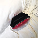Mini Lip Shape Clutch PVC Messenger Bag Zipper Women's Shoulder Bag