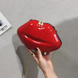 Mini Lip Shape Clutch PVC Messenger Bag Zipper Women's Shoulder Bag