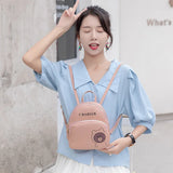 Mini Women Backpack PU Waterproof Student School Bag Cartoon Print