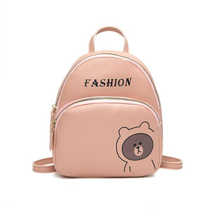 Mini Women Backpack PU Waterproof Student School Bag Cartoon Print
