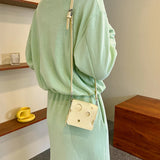 Cheese Shaped Mini Crossbody Bag with Slice Pendant