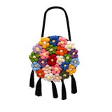 Floral Printed Crossbody Handbag Bohemian Crochet Shoulder Bag