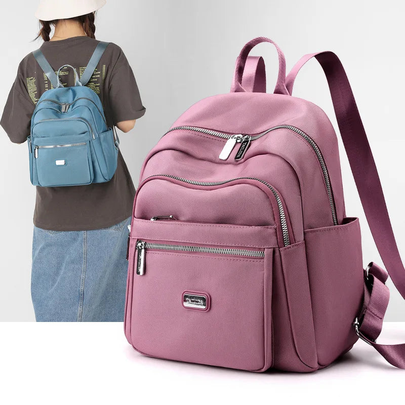 Multi-layer Women Backpacks Lightweight Student Book Bag Waterproof Nylon Travel