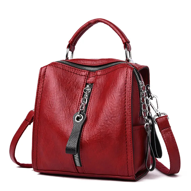 Multifunction Mini Backpack School Bags For Girls Women Leather Backpacks