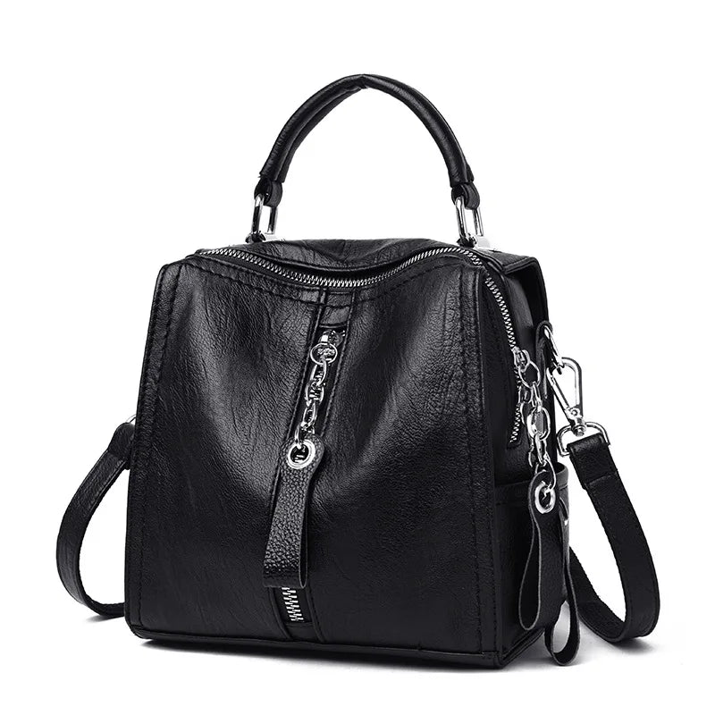 Multifunction Mini Backpack School Bags For Girls Women Leather Backpacks