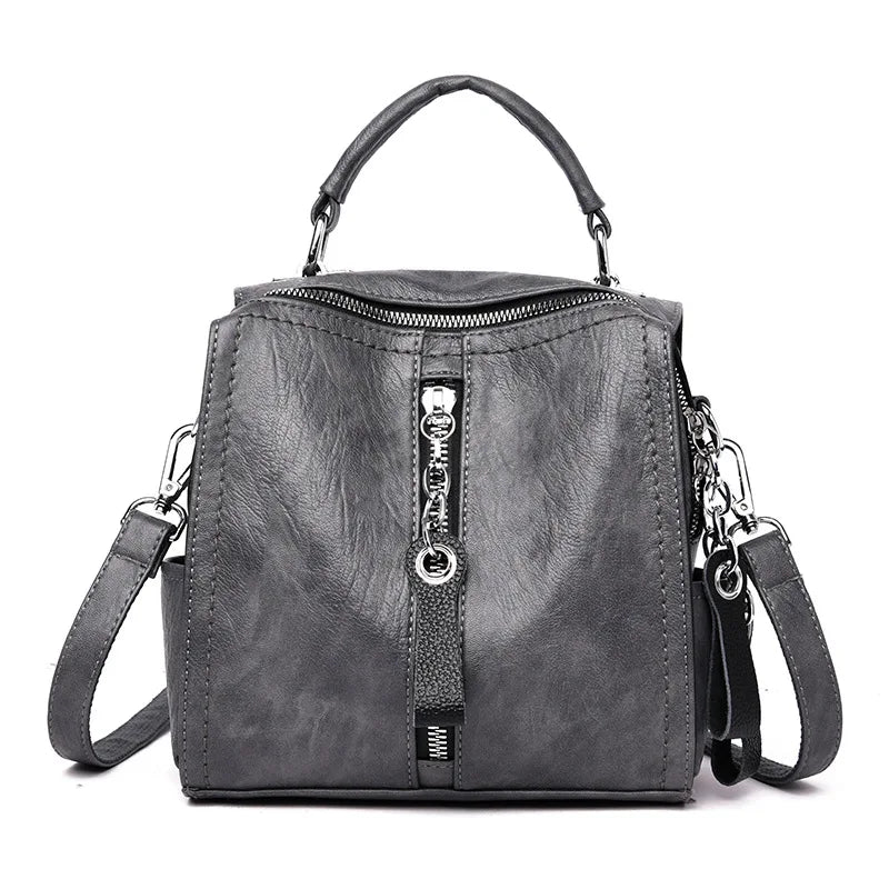 Multifunction Mini Backpack School Bags For Girls Women Leather Backpacks