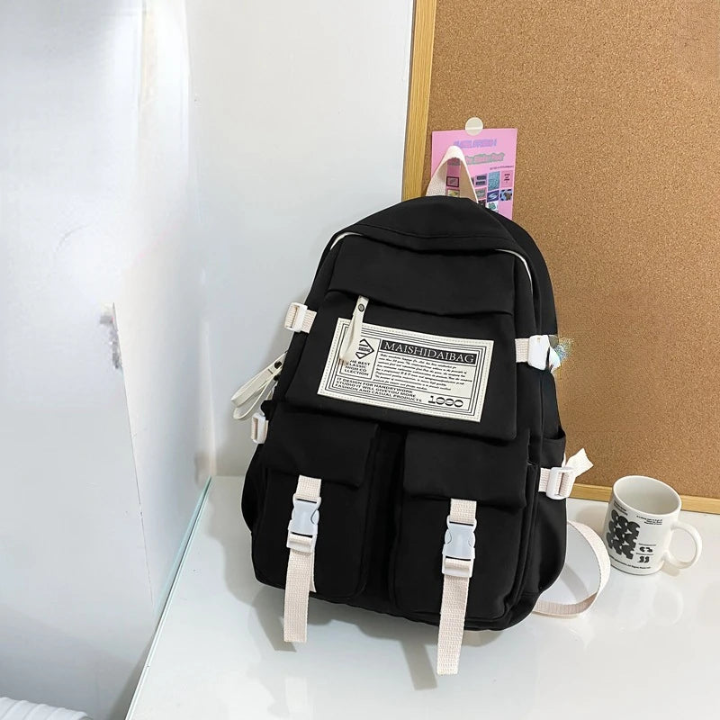 Waterproof Nylon Women Backpack Portable School Bag
