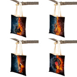 Music Note Tote Handbag Guitar Microphone Violin Reusable Canvas Shopping Bag
