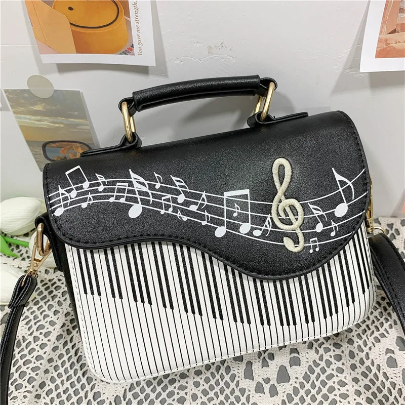 Music Piano Notes Tote Handbag Shoulder bag Women Casual Solid Shopping