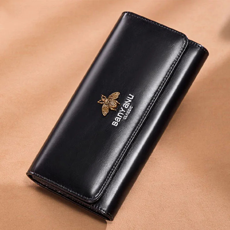 Vintage Cow Leather Clutch Women's Wallet Long Purse