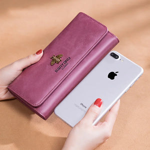Vintage Cow Leather Clutch Phone Wallet for Women