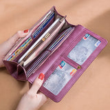 Vintage Cow Leather Clutch Women's Wallet Long Purse