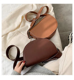 Solid Leather Shoulder Bag Retro Handbag Saddle Bag