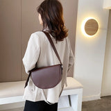 Solid Leather Shoulder Bag Retro Handbag Saddle Bag