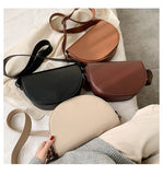 Solid Leather Shoulder Bag Retro Handbag Saddle Bag