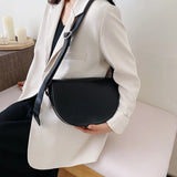 Solid Leather Shoulder Bag Retro Handbag Saddle Bag