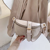 PU Leather Chain Waist Bag Belt Bag for Women