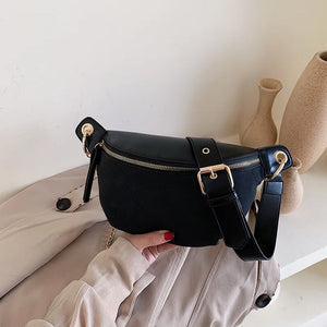PU Leather Chain Waist Bag Belt Bag for Women
