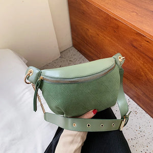 PU Leather Chain Waist Bag Belt Bag for Women